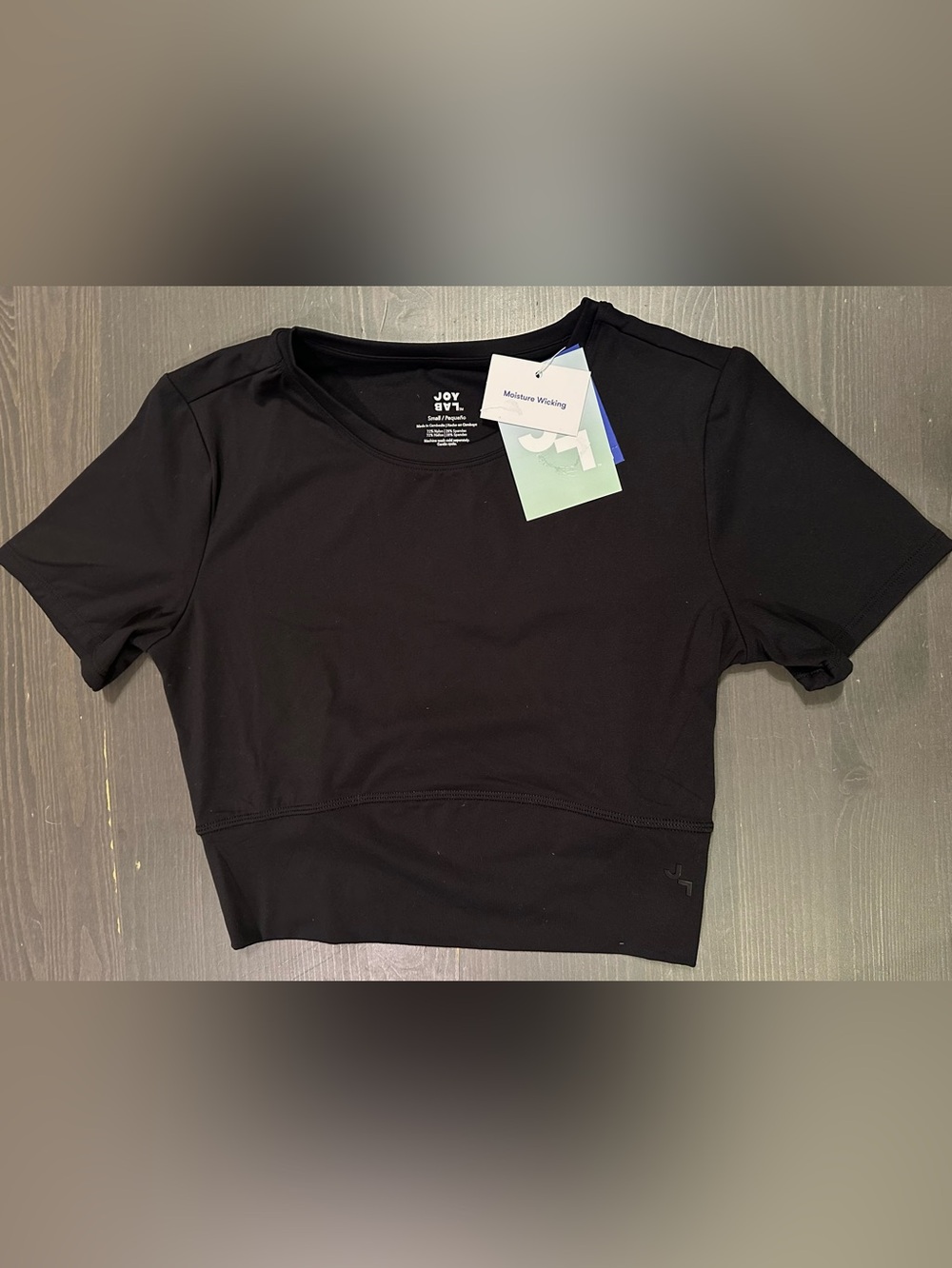 JoyLab Black Crop Short Sleeve Athleisure Top - Size Small NWT New
